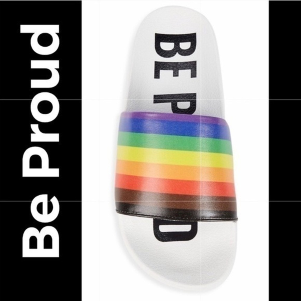 Mah Gender Neutral Be Proud Pool Slides  Sandals LGBTQ NWT